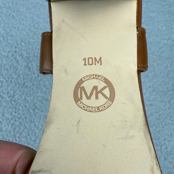 Michael Kors Sandals Women 10 Shoes Brown Berkley Platform Open Toe Heels Zipper - Picture 8 of 12